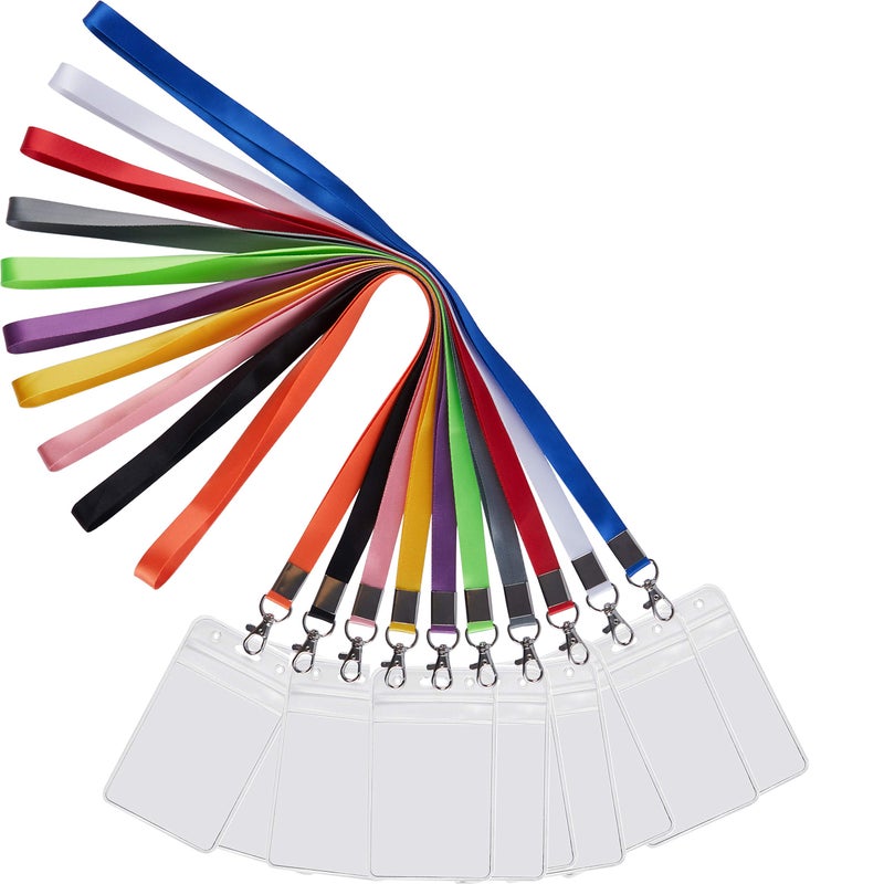 YOUOWO 10 Pack 10 Colors Lanyards with Vertical Badge Holders,Neck Office Coloured Lanyard,Contains White Lanyard - Image 1